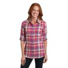 Women's Dickies Plaid Twill Roll-tab Shirt, Size: Small, Red