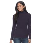 Women's Croft & Barrow&reg; Essential Ribbed Turtleneck Sweater, Size: Xl, Drk Purple