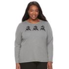 Plus Size Croft & Barrow&reg; Holiday Tee, Women's, Size: 1xl, Med Grey