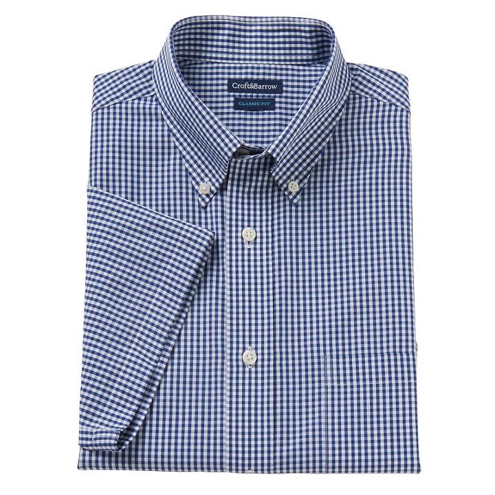 Men's Croft & Barrow&reg; Button-down Collar Dress Shirt, Size: S 14.5 -15, Blue