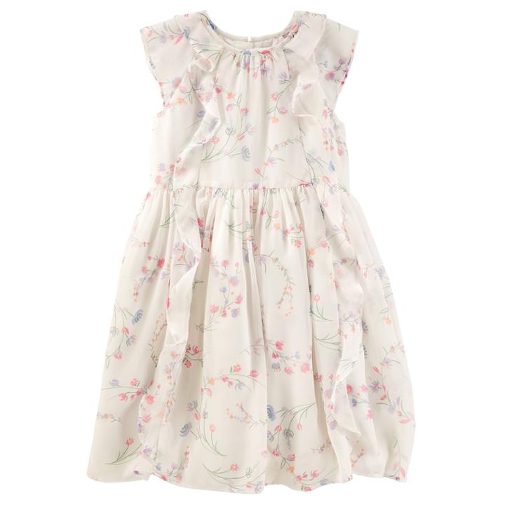 Girls 4-12 Oshkosh B'gosh&reg; Floral Waterfall Ruffle Chiffon Dress, Size: 7