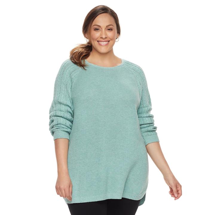 Plus Size Sonoma Goods For Life&trade; Pointelle Crewneck Sweater, Women's, Size: 1xl, Light Blue