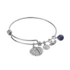 Love This Life Sodalite Angels Wing Charm Bangle Bracelet, Women's, Grey