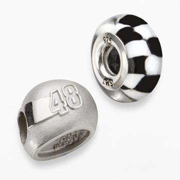 Insignia Collection Nascar Jimmie Johnson Sterling Silver 48 Helmet Bead Set, Women's, Black