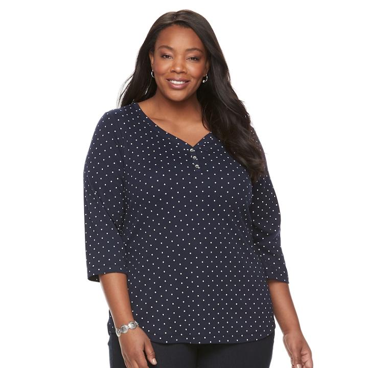 Plus Size Croft & Barrow&reg; Solid V-neck Tee, Women's, Size: 1xl, Blue