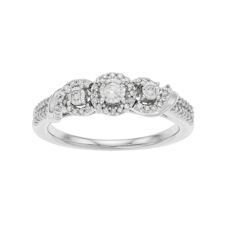 Everlasting Diamonds 10k White Gold 1/4 Carat T.w. Diamond 3-stone Ring, Women's, Size: 8