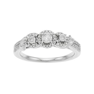 Everlasting Diamonds 10k White Gold 1/4 Carat T.w. Diamond 3-stone Ring, Women's, Size: 8