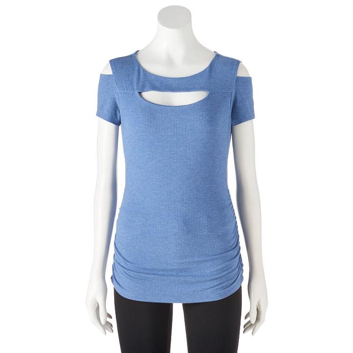 Juniors' Candie's&reg; Ribbed Cutout Tee, Girl's, Size: Medium, Blue