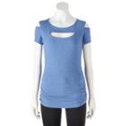 Juniors' Candie's&reg; Ribbed Cutout Tee, Girl's, Size: Medium, Blue