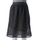Women's Double Click Gingham Midi Skirt, Size: Medium, Black