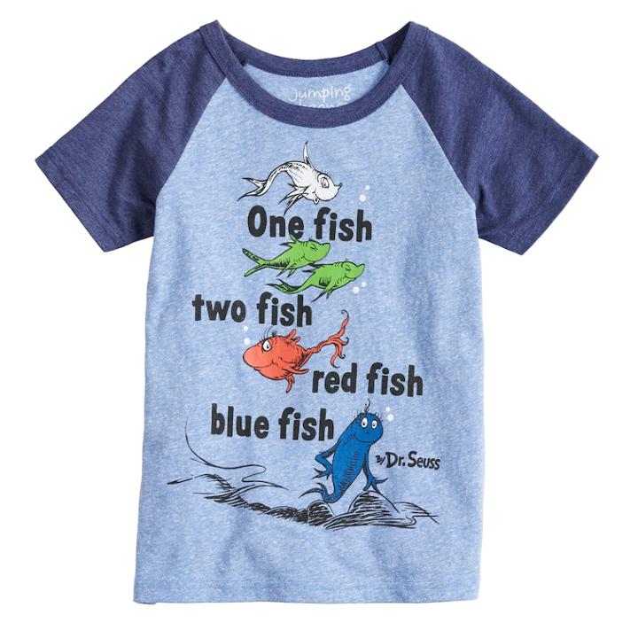 Boys 4-10 Jumping Beans&reg; Dr. Suess One Fish Two Fish Raglan Graphic Tee, Size: 7, Med Blue