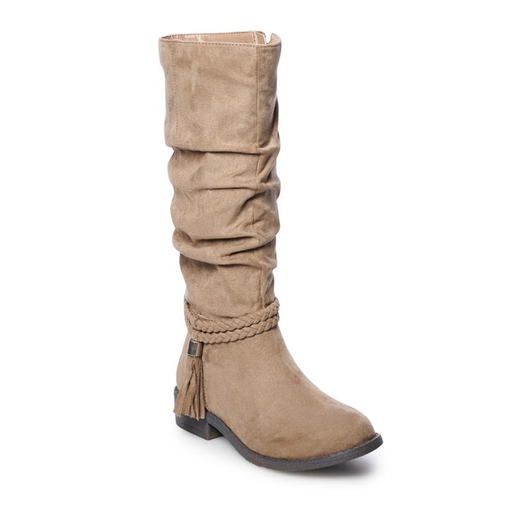 So&reg; Ellen Girls' Tall Boots, Size: 13, Beig/green (beig/khaki)