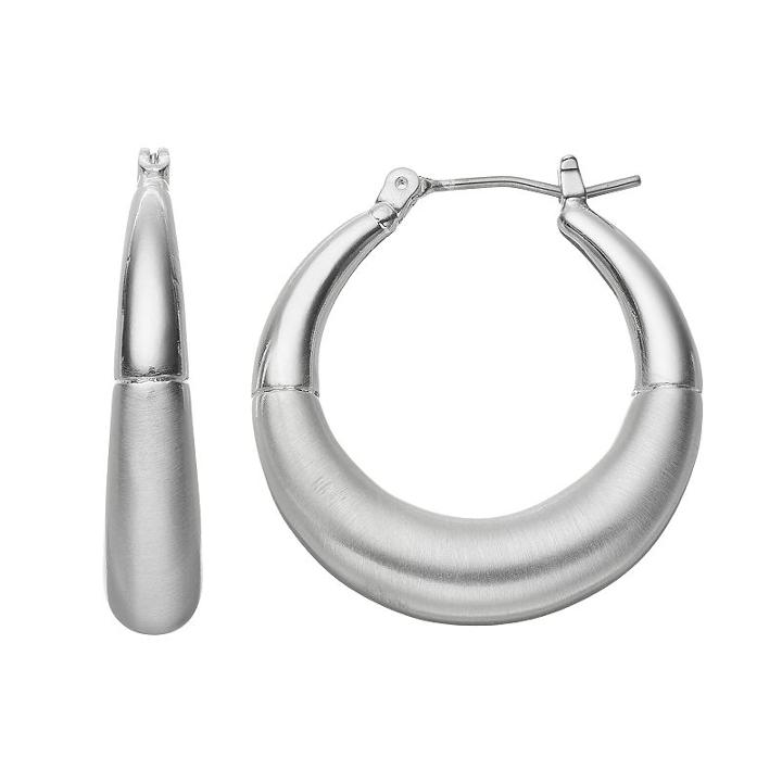 Dana Buchman Polished & Matte Hoop Earrings, Women's, Silver