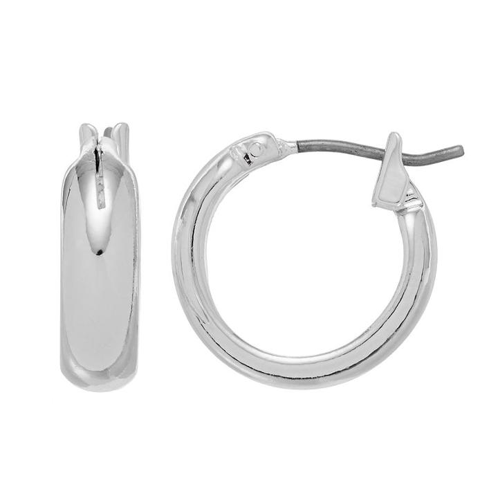 Napier Flat Nickel Free Hoop Earrings, Women's, Silver