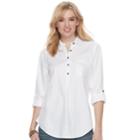 Women's Sonoma Goods For Life&trade; Button Printed Shirt, Size: Xl, White