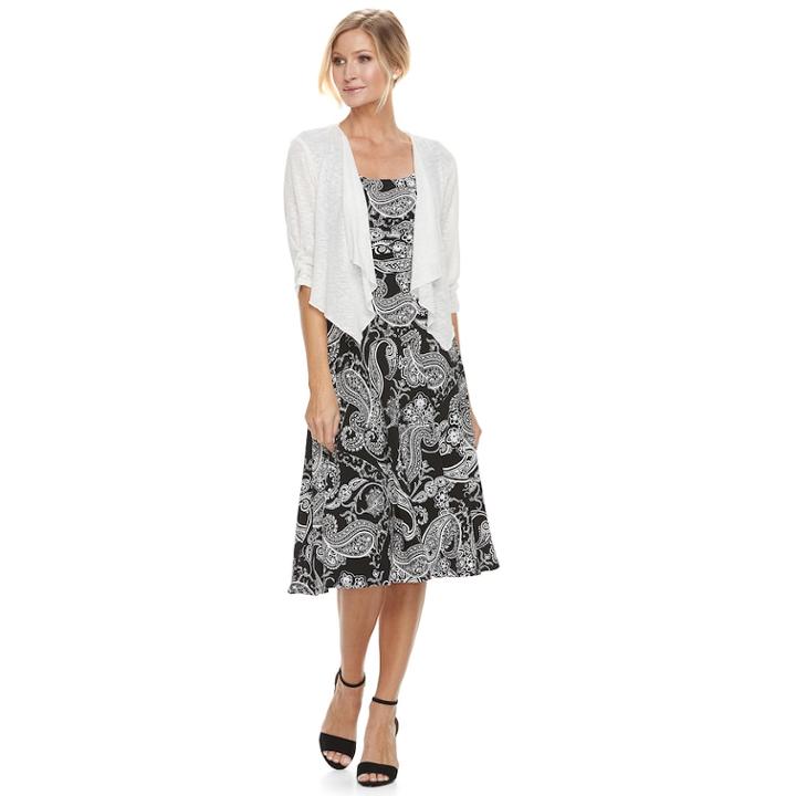 Women's Perceptions 2-piece Paisley Dress & Cardigan Set, Size: Xlrg Av/rg, Oxford