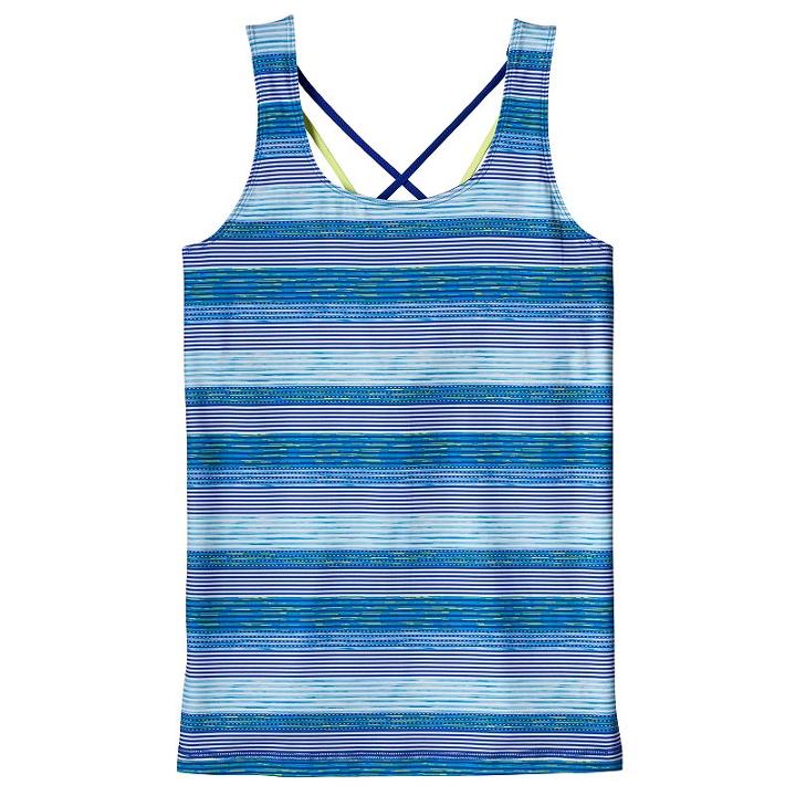 Girls 7-16 So&reg; Criss-cross Performance Tank Top With Built-in Bra, Girl's, Size: 12, Turquoise/blue (turq/aqua)
