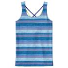 Girls 7-16 So&reg; Criss-cross Performance Tank Top With Built-in Bra, Girl's, Size: 12, Turquoise/blue (turq/aqua)