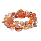 Peach Composite Shell Beaded Stretch Bracelet Set, Women's, Pink Other