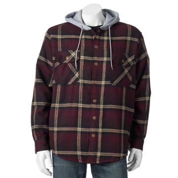Big & Tall Victory Rugged Wear Plaid Flannel Hooded Shirt Jacket, Men's, Size: Xxl Tall, Dark Red