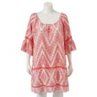 Juniors' Plus Size Heartsoul Print Bell Sleeve Shift Dress, Girl's, Size: 1xl, Med Orange