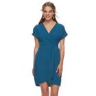 Petite Suite 7 Faux-wrap Dress, Women's, Size: 14 Petite, Blue Other