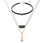 Simulated Onyx, Bar & Starburst Choker Necklace Set, Women's, Gold