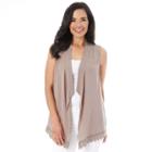 Women's Ab Studio Lace-hem Cozy Vest, Size: Xlrg Av/rg, Beige Oth