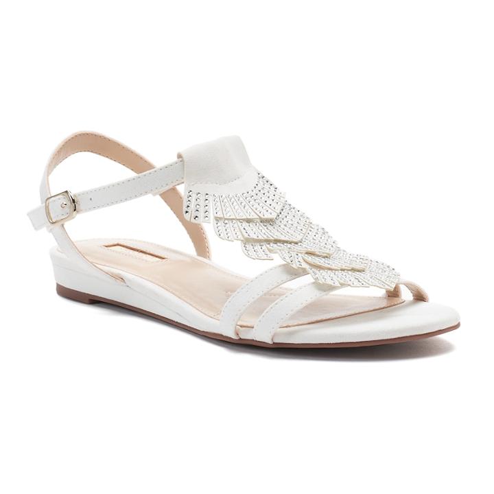 Jennifer Lopez Pecan Women's Embellished Fringe Sandals, Size: 7, White