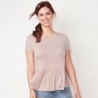 Women's Lc Lauren Conrad Peplum Hem Tee, Size: Xxl, Lt Purple