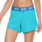 Women's Nike Dry Training Fold Over Shorts, Size: Large, Turquoise/blue (turq/aqua)
