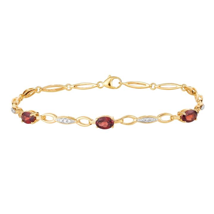 10k Gold Garnet & 1/10 Carat T.w. Diamond Bracelet, Women's, Size: 7.5, Red
