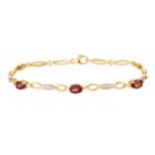 10k Gold Garnet & 1/10 Carat T.w. Diamond Bracelet, Women's, Size: 7.5, Red