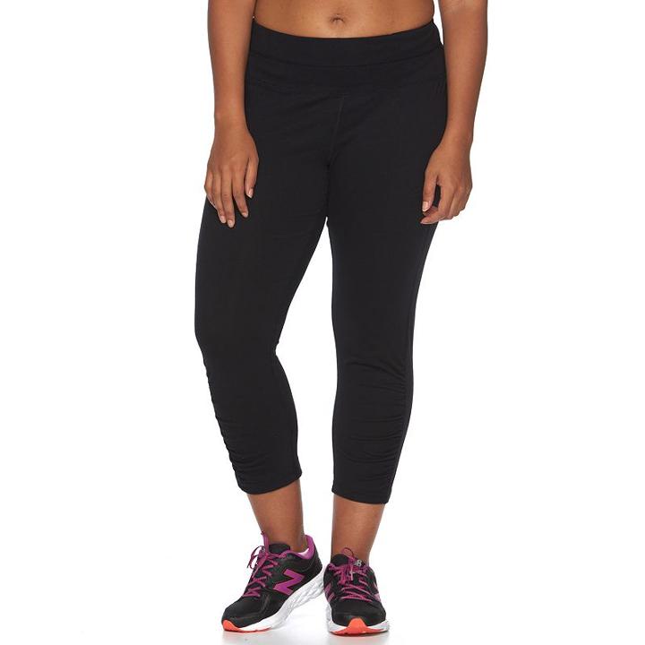 Plus Size Tek Gear&reg; Ruched-leg Capri Yoga Leggings, Women's, Size: 1xl, Black