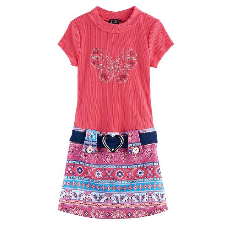 Girls 4-6x Lilt Short-sleeved Butterfly Marsha Dress, Size: 6, Brt Orange
