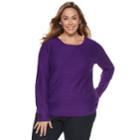 Plus Size Croft & Barrow&reg; Curved Hem Sweater, Women's, Size: 2xl, Drk Purple
