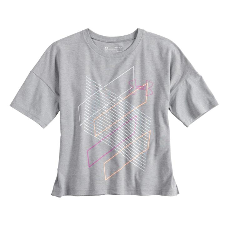 Girls 7-16 Under Armour Step It Up Short Sleeve Graphic Tee, Size: Large, Med Grey