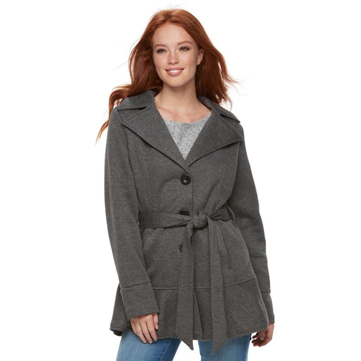 Women's D.e.t.a.i.l.s Flounce Jacket, Size: Medium, Grey (charcoal)