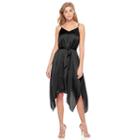 Women's Apt. 9&reg; Satin Shark-bite Shift Dress, Size: Medium, Black