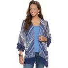 Juniors' Rewind Crochet Trim Kimono, Size: Small, Blue