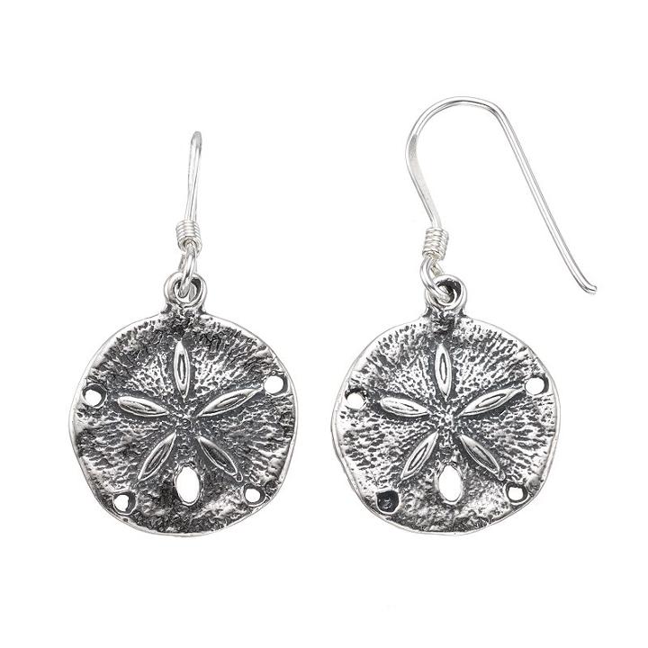 Journee Collection Sterling Silver Sand Dollar Drop Earrings, Women's, Grey