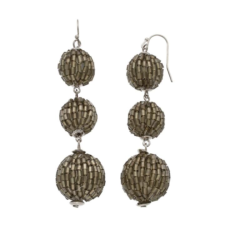 Tube Bead Crispin Drop Earrings, Women's, Black