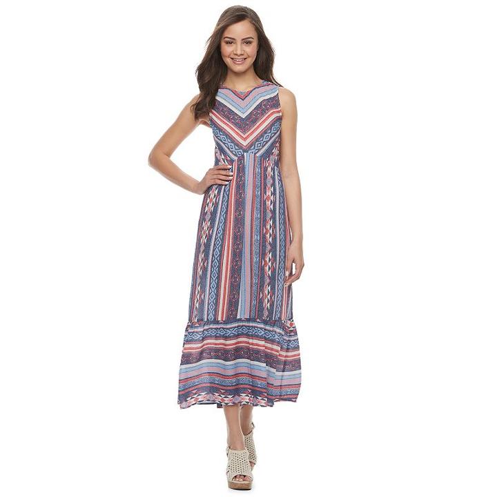 Juniors' Rewind Striped Midi Dress, Girl's, Size: Medium, Natural