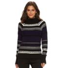 Petite Chaps Jacquard Mockneck Sweater, Women's, Size: Xl Petite, Black