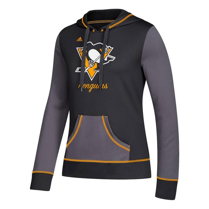 Women's Adidas Pittsburgh Penguins Script Pullover Hoodie, Size: Small, Black