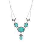 Tori Hill Sterling Silver Simulated Turquoise & Marcasite Swag Necklace, Women's, Size: 17, Multicolor