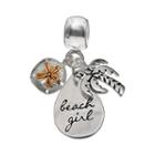 Individuality Beads Sterling Silver Beach Girl Teardrop, Palm Tree & Sand Dollar Charm, Grey