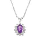 Amethyst & Diamond Accent Sterling Silver Oval Halo Pendant Necklace, Women's, Size: 18, Purple