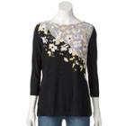Women's Croft & Barrow&reg; Boatneck Jacquard Top, Size: Large, Med Yellow