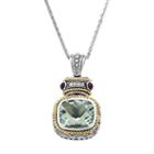14k Gold Over Silver And Sterling Silver Green Quartz, Amethyst And Diamond Accent Frame Pendant, Women's, Size: 18, Grey